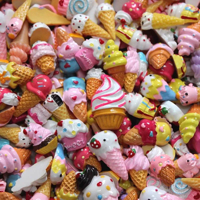 

30Pcs/pack Diy Supplies Accessories Resin Ice Cream Decoration For Children Filler Miniature Resin Cake Fruits Candy Chocolate
