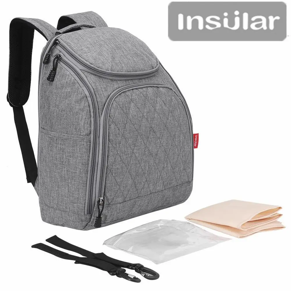 INSULAR Многофункциональный подгузник для беременных сумка большая сумка для кормления рюкзак для путешествий подгузник сумка для малышей с лямками для коляски - Цвет: Grey