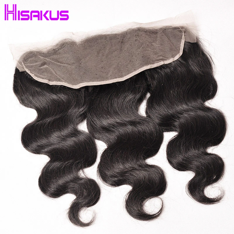 

Hisakus Peruvian Body Wave Ear To Ear Lace Frontal Closure 13x4 100% Remy Human Hair 8-20 Inches Free Shipping