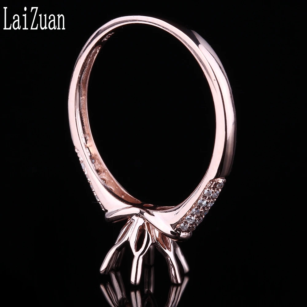 LaiZuan круглой огранки 6,5 мм Solid 14 к розовое золото природных алмазов полу крепление кольцо для женщин Свадебные Элегантные уникальные ювел