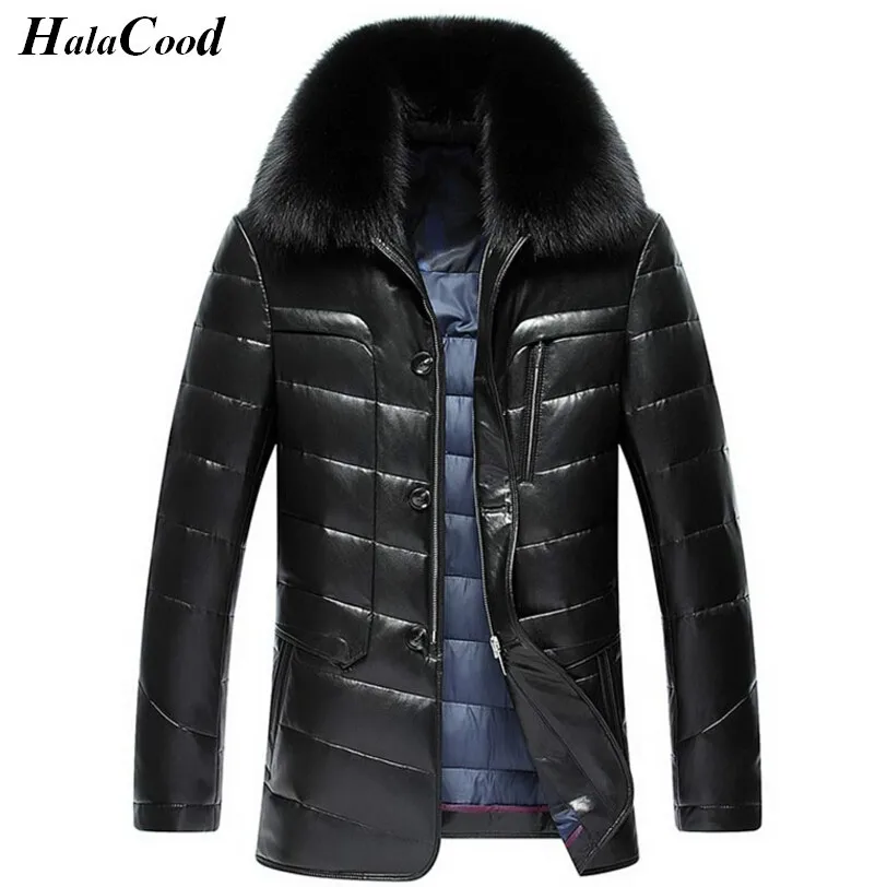 Hot Sell Winter Fashion Luxury Down Jacket Men Leather Jacket Male Down