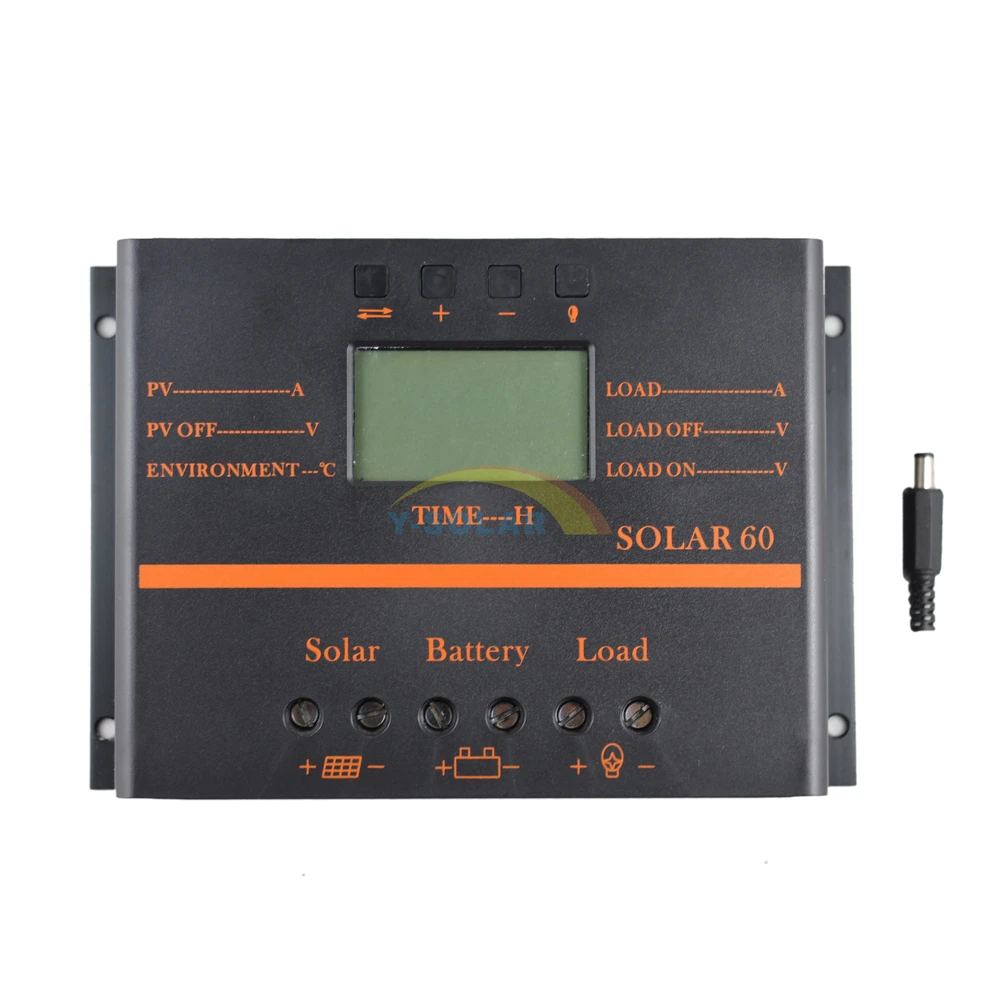 60A Solar Controller LCD PV Panel Battery Charge Controller 12V 24V