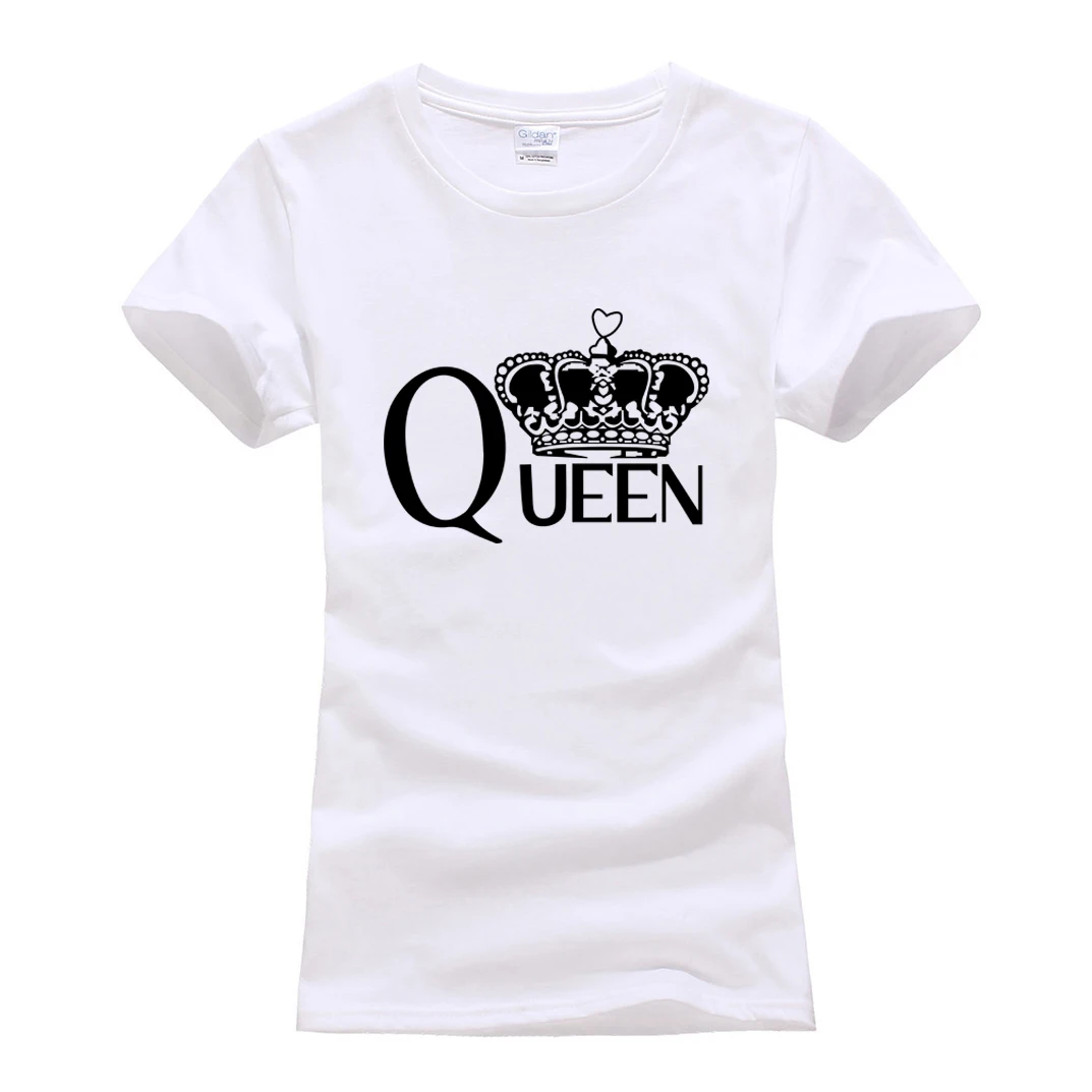 Модная футболка с принтом королевы, для фитнеса, harajuku, брендовая, женская, повседневная, хлопковая футболка для девушек, женская одежда, футболка, kawaii, топ, футболка - Цвет: white1