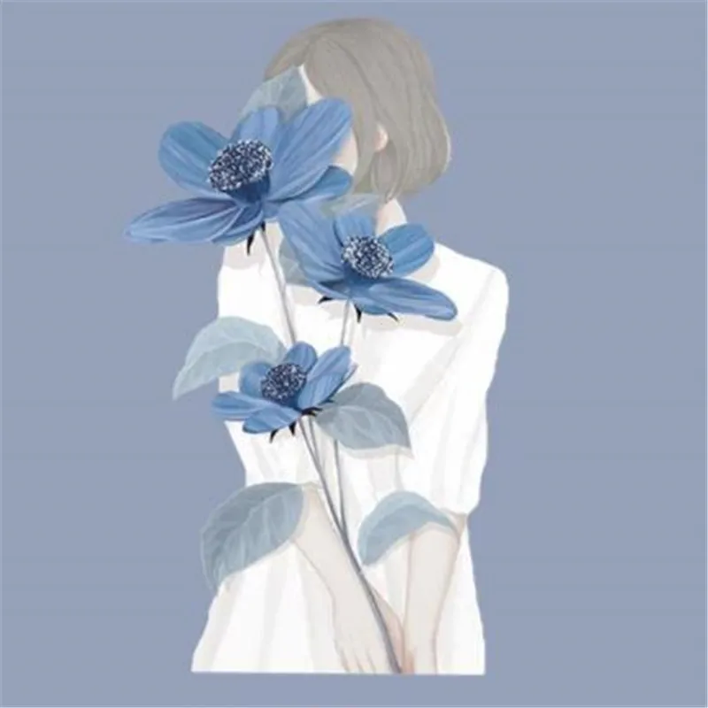 

Flower women pvc patch deal with it iron on transfers for clothing heat transfer patches for clothes t shirt girl 3d stickers