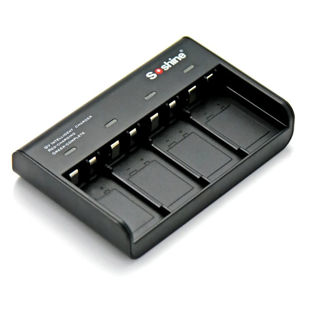 

Soshine V4 9V Li-ion Ni-MH LiFePO4 Battery Charger with 4 Slot Input AC 90-260V 50/60Hz EU/US Plug For 4PCS 9V Battery