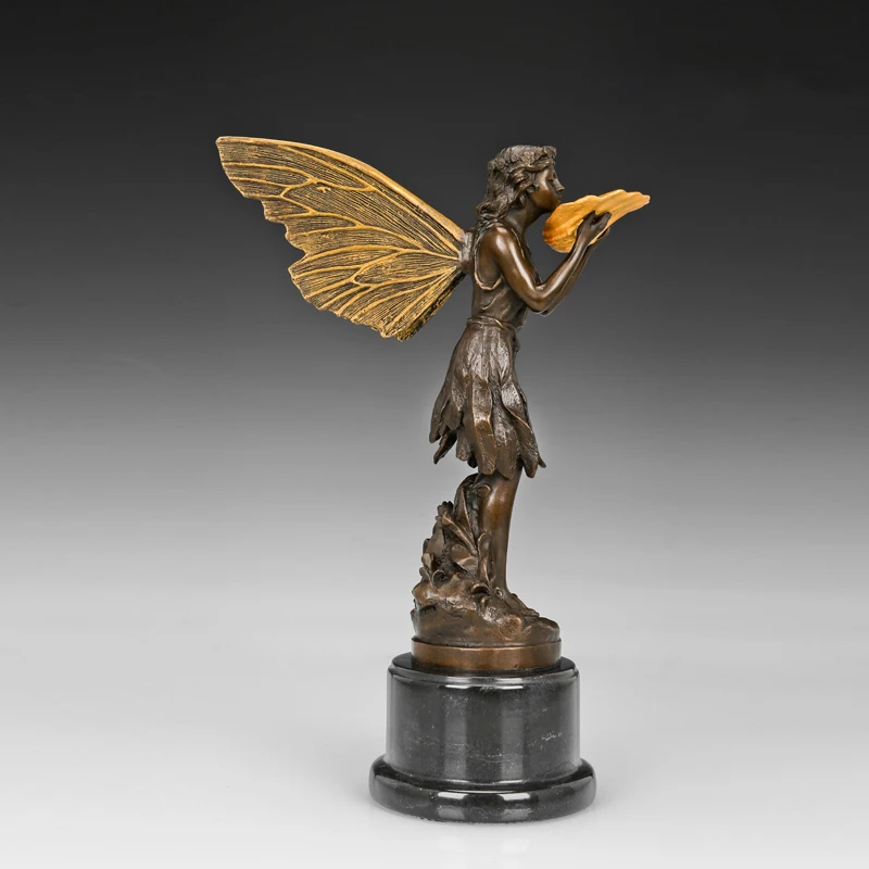 ATLIE BRONZES Children Room Decoration Bronze Fairy Statue little angel