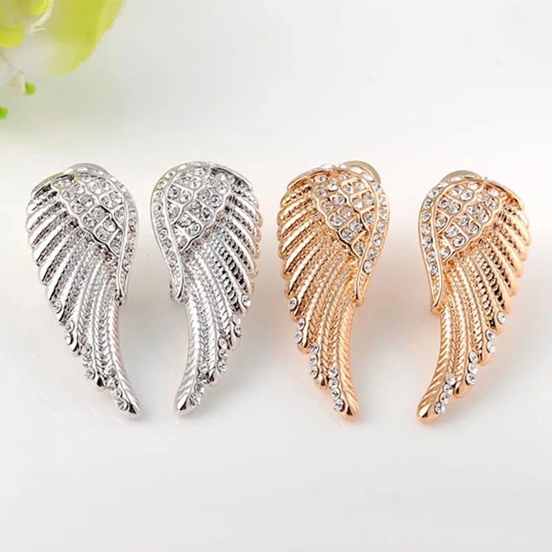 Крылья ангела серьги гвоздики Brincos для женщин модные украшения розового золота вечерние свадьбу oorbellen