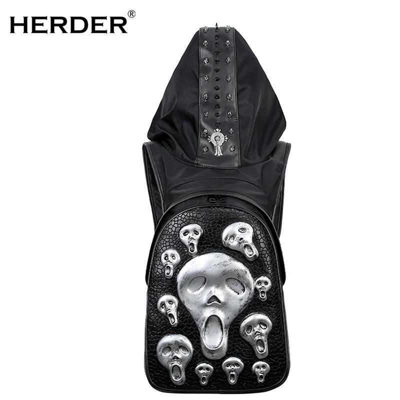 

HERDER Men leather Backpacks 3D printing Egyptian style Women Laptop Teenager ladies travel Large Capacity Bag Female Mochila