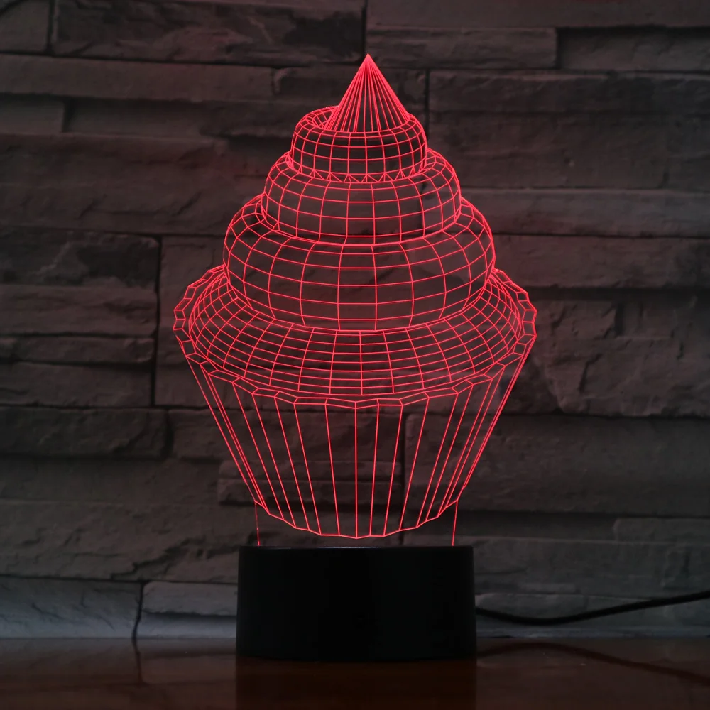 

Home Decoration 7 Color Changing Spiral Cake Modelling 3D LED Table Lamp Usb Touch Button Dessert Night Lights Luminaria Gifts