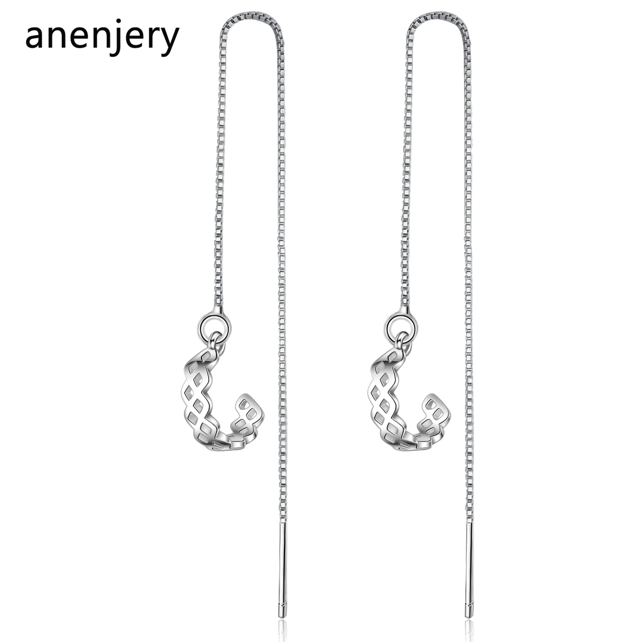 Anenjery, Полукруглый дизайн, серьги для женщин, 925 пробы, серебро, длинные серьги с кисточками, цепочка oorbellen pendientes S-E791