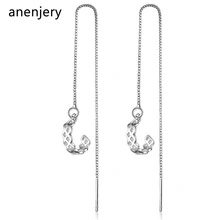 Anenjery, Полукруглый дизайн, серьги для женщин, 925 пробы, серебро, длинные серьги с кисточками, цепочка oorbellen pendientes S-E791