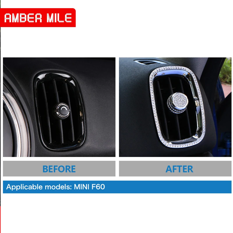 AMBERMILE 4 шт. 3D кристалл для Mini Cooper F60 аксессуары для Mini Countryman F60 интерьер автомобиля кондиционер выходное отверстие рамка Крышка ручки