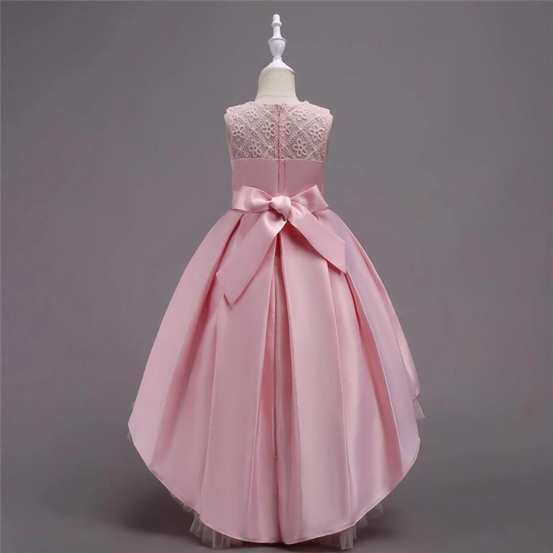 

Embroidery Girls Party Dance Dress Lace Beading Kids Princess Dresses Flower Bow Children Costumes Girl Gowns