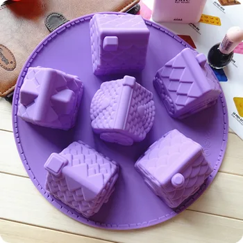 

Silica gel cake mold small house 6 silica gel cake mould handmade soap mould make soap 80 - 100g
