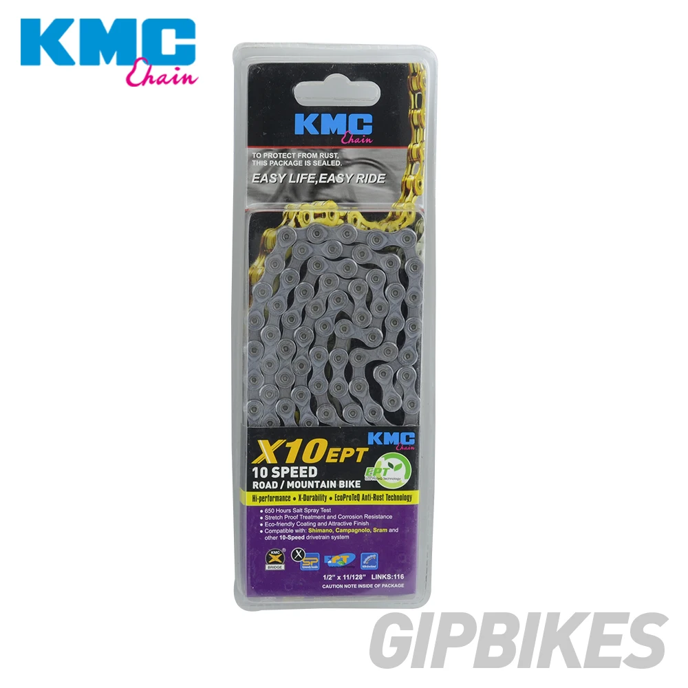 Цепь KMC X8 X9 X10 X10 EPT X9L X10L X11LBike 9S 10S 11S Gold для MTB/шоссейного велосипеда fo Shimano/SRAM 8 9 10 11 speed 116L/цепной велосипед