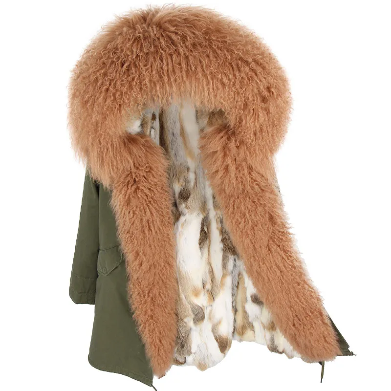 Парки зимняя куртка женская длинная парка с воротником из натурального меха и капюшоном подкладка из натурального кроличьего меха новая уличная одежда
