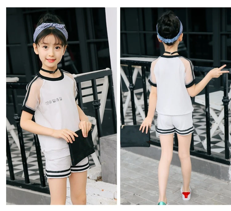 Summer Kids Clothes Sports Suit For Teenage Girls Clothing Sets Fashion Tshirt Shorts Child Tracksuit Active Girls Outfits 2 Pcs (4)