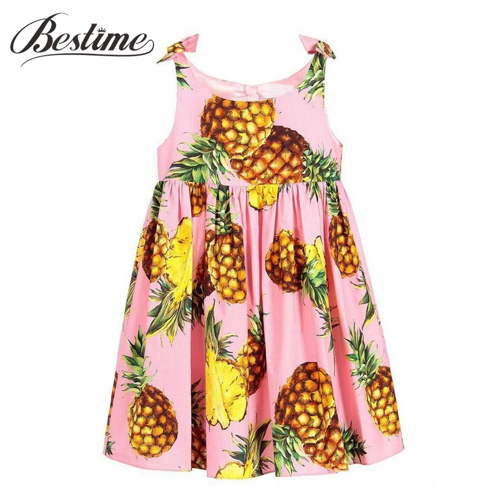 Fashion Girls Clothes Pineapple Girl Dress Brand Kids Sundress Cotton
