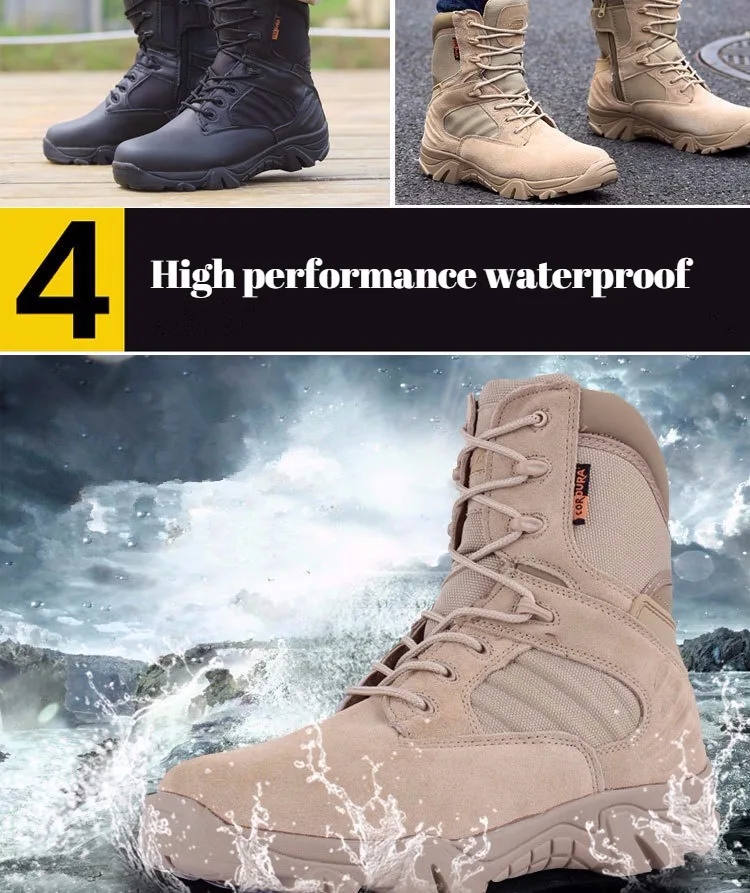 Зимние мужские военные ботинки «Delta», специальные силы, водонепроницаемые, тактические, для пустыни, армейские, рабочие ботинки, кожаные защитные ботинки