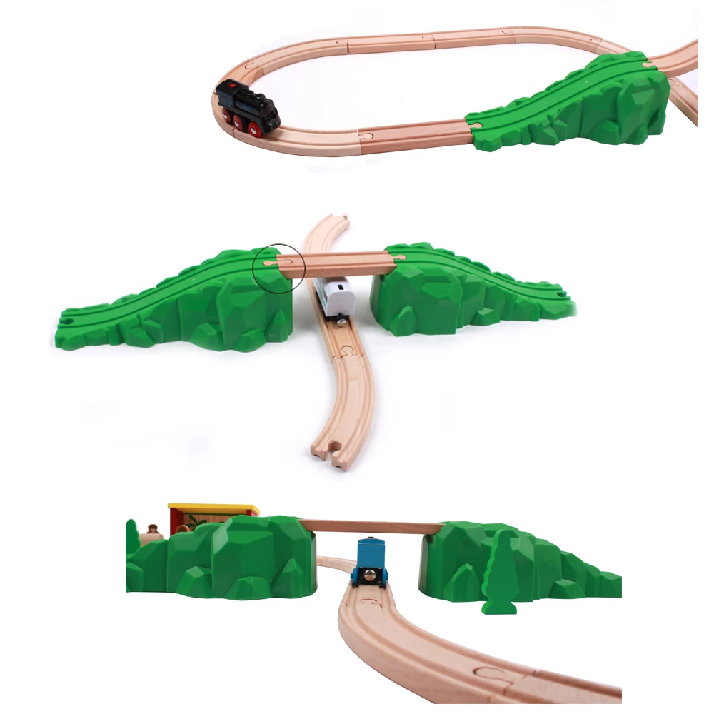 Гусеничный мост с деревянным поездом и дорожкой, совместимый с несколькими комбинациями, аксессуары для игрушек серии BRIO track