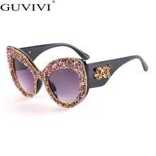 Fashion Brand Cat Eye Luxury Sunglasses Woman Shades Mirror Female Rhinestone Sun Glasses For Female Coating Gafas UV400