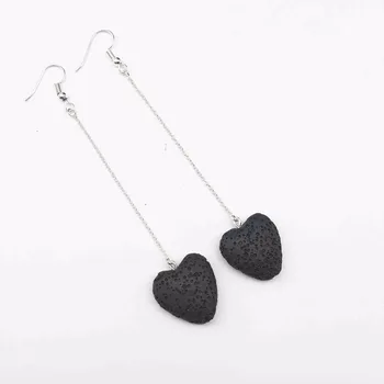 

10pairs Essential Oil Diffuser Drop Earrings Aromatherapy Jewelry Diffuser Love Heart Lava Stone Long Tassel Earrings 9 colors
