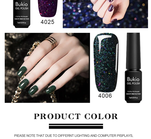 Bukio Beauty zestaw do manicure Glitter neonowy żelowy lakier do paznokci lampa Uv do lakieru żelowego Semi Permanent 7ml żel do paznokci gorący sprzedawanie Nail Art -