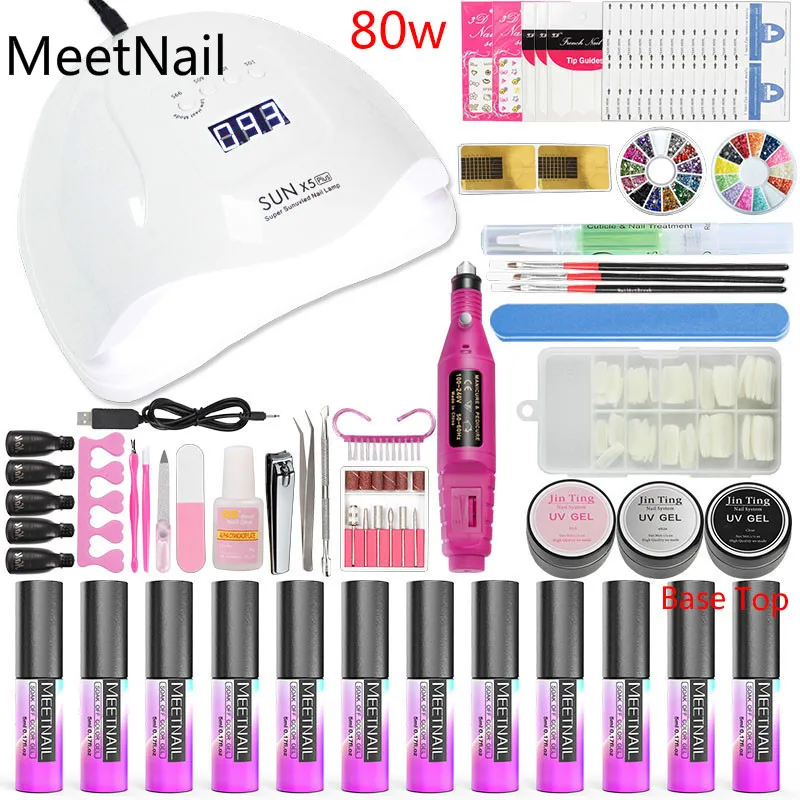 

A10 Nail Art Tools Manicure Set Nail Kit 36w/48w/80w Led Nail Lamp Dry 10 Color Gel Varnish Polish Set for Nails Extensions Set