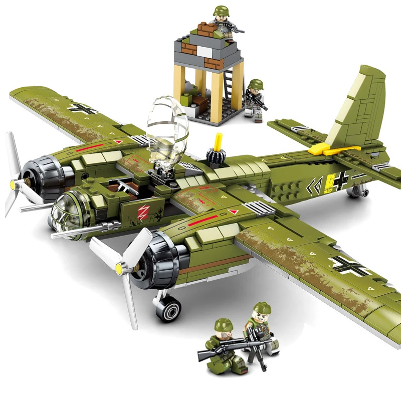

559pcs Military Vehicle Compatible Legoing WW2 German Ju-88 Airplane Aircraft Helicopter Building Blocks Toys For Children Gifts