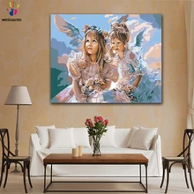 DIY цветные картины по номерам с цветами Ангел в живописи маленький ангел Картина Рисунок Живопись по номерам Обрамленный дом
