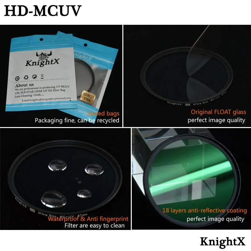 Фильтр KnightX 49 52 58 62 67 77 HD MC UV для камеры NIKON d5200 d3300 аксессуары объектива instax 5D 6D 7D Canon