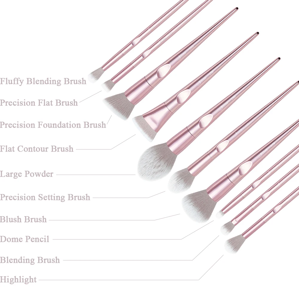 Дропшиппинг Jessup 10 шт. набор кистей для макияжа pincel maquiagem розовый порошок ресницы тени для век кисти косметичка T260& CB003