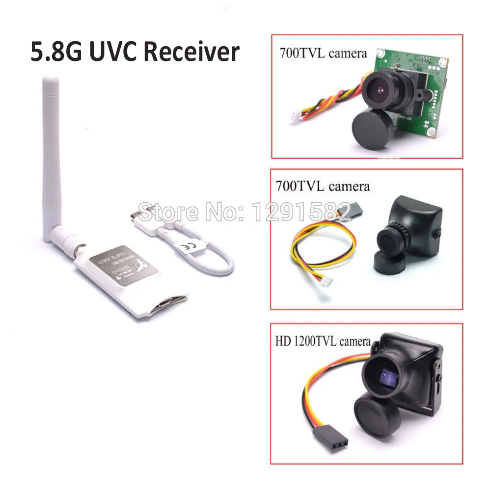 

Mini 5.8G FPV Receiver UVC Video Downlink OTG VR Android Phone + 700TVL / 1200TVL COMS FPV Camera 2.8mm Lens PAL for Drone