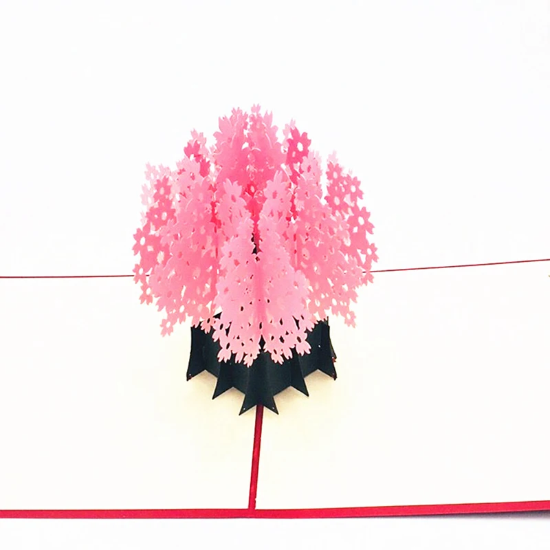  1pcs Laser Cut 3D Pop Up Greeting Cards Cherry Blossoms With Envelope Invitation Post Card For Than - 32967339688