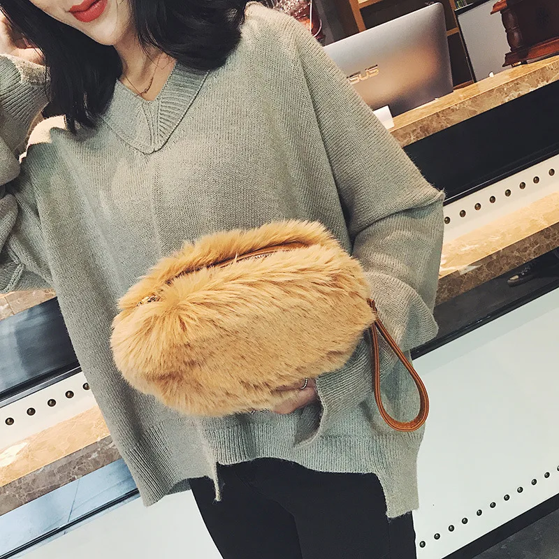

Brand New Crossbody Bags For Women 2019 Winter Luxury Handbags Designer Small Women Messenger Bags Wool Clutch bolsa feminina