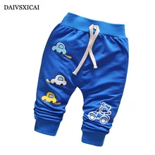 Daivsxicai/осенние штаны Хлопковые Штаны для мальчиков с мультяшным автомобилем весенние спортивные штаны для малышей высокое качество, от 7 до 24 месяцев