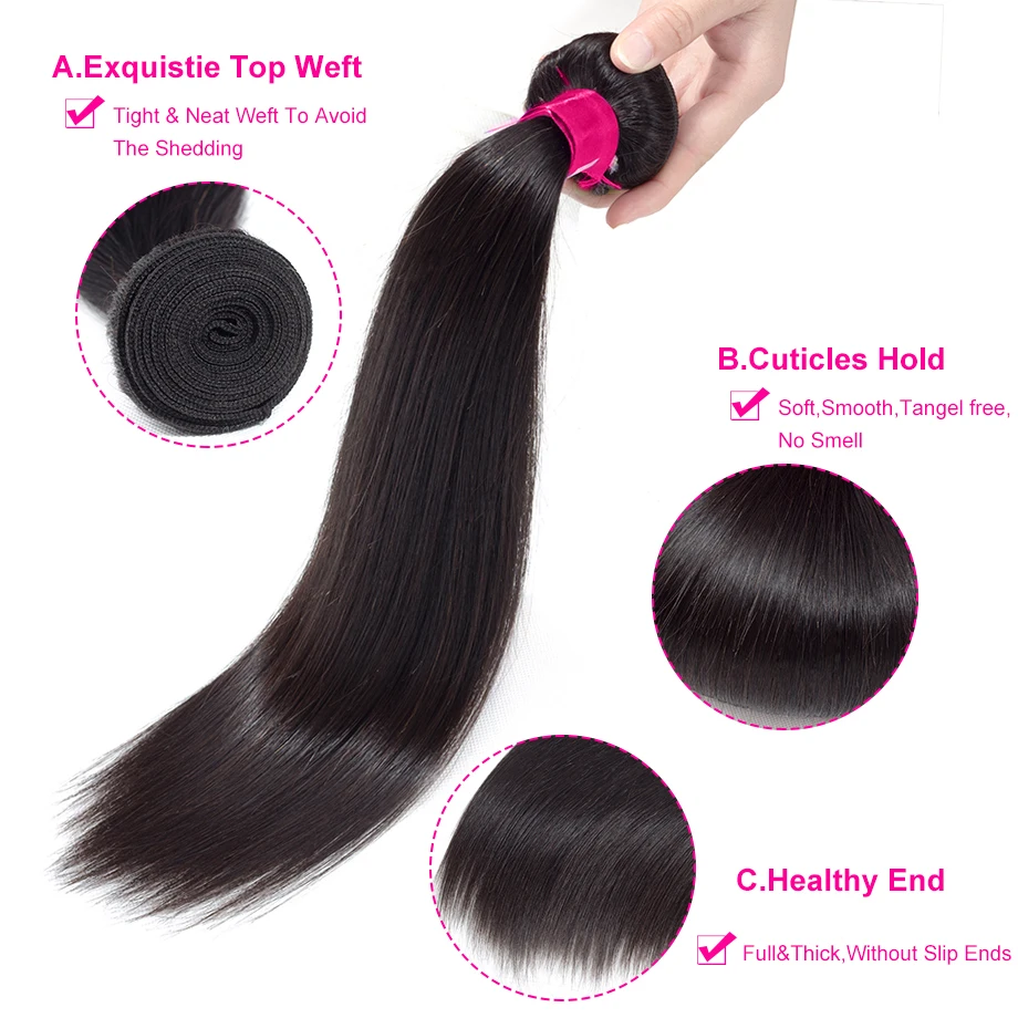 По 30 дюймовые бразильские волосы плетение 3/4 пучков с 13x4 синтетический fronme закрытие Remy человеческие волосы для наращивания волос 32 дюйма пучки