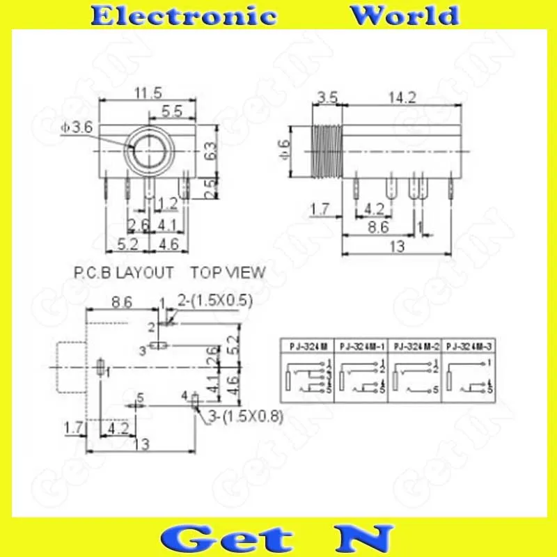 300pcs PJ 324M Headphone Connectors PJ324M 3 5mm Audio Video Sockets Jacks Female Plug with Screw