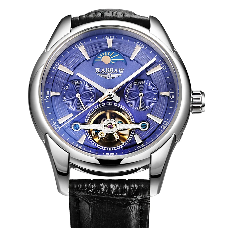 KASSAW tourbillon мужская self ветер смотреть relogio masculino мода платье moon phase часы мужчины luxury
