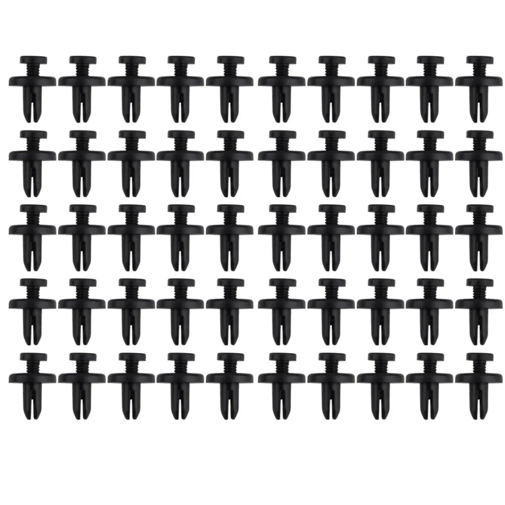 50 PCS 7mm En Plastique Vis Rivet Push Fit Panneau Garniture Clips Fixations Clips Noir Pour Voiture Moto Pi/èces-Noir
