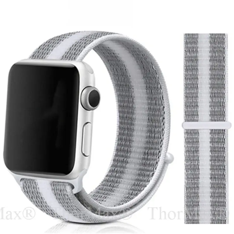 Нейлоновый ремешок для apple Watch band 5 4 3 iWatch band 42 мм 44 мм 40 мм apple wacth 4 3 2 аксессуары для браслетов Sport Loop correa - Цвет ремешка: 18-White Stripe