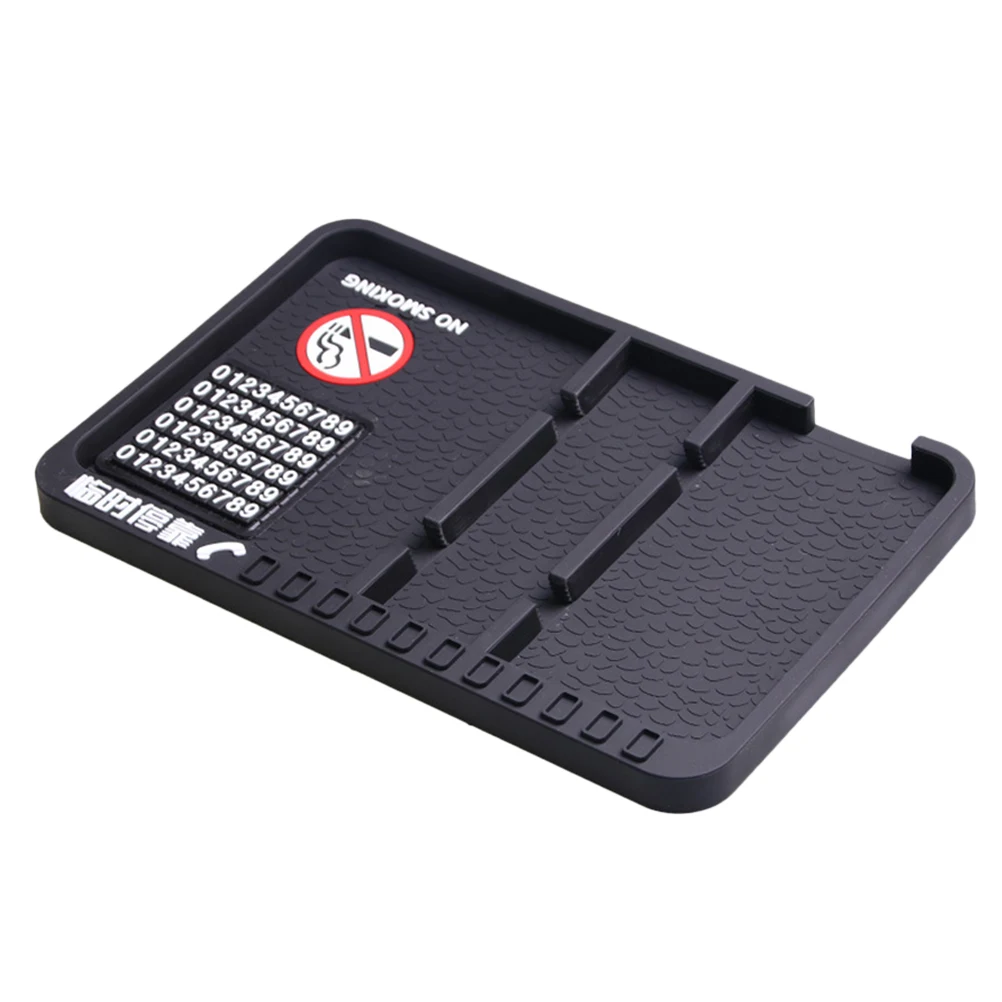 

1PC Portable Durable Anti-Skid Practical Double Card Slot Pad Car Mat Car Non-Slip Mat for Vehicle Car Mobile Phone Auto