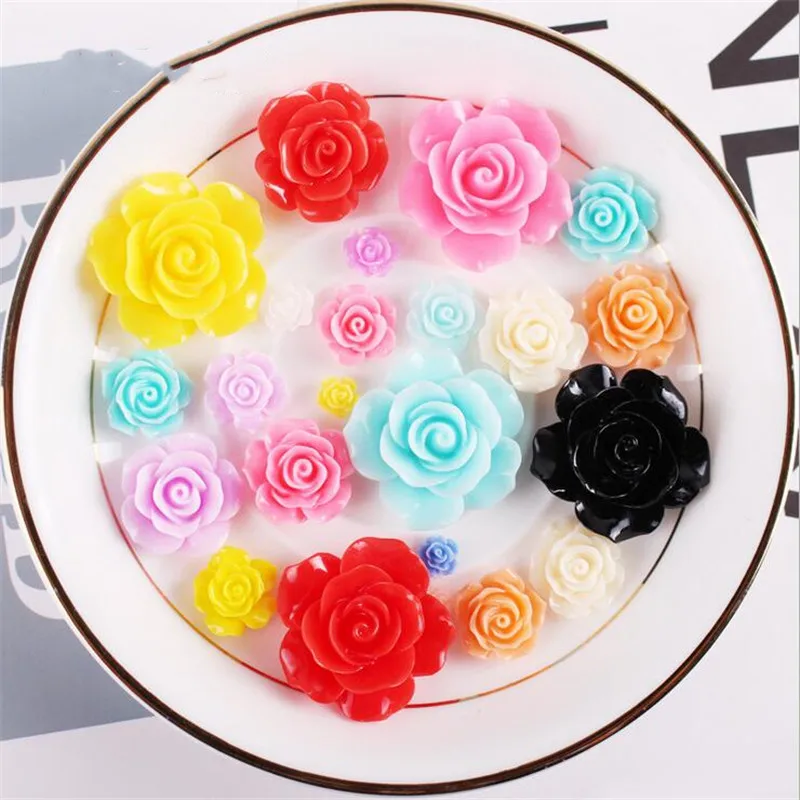

50pcs/lot fashion resin flower beads for diy phone case Manicure hairclip Hairpin jewelry making handmade accessories materials