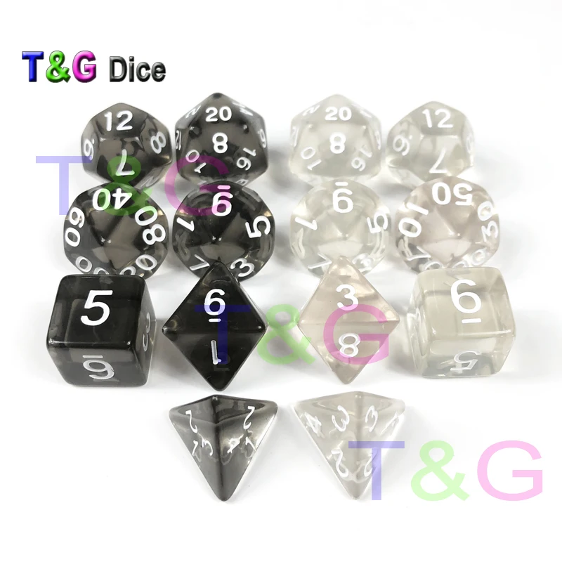 7 шт./компл. полупрозрачные игральные кости РПГ набор D4 d6 d8 d10 % d12 d20 для настольной