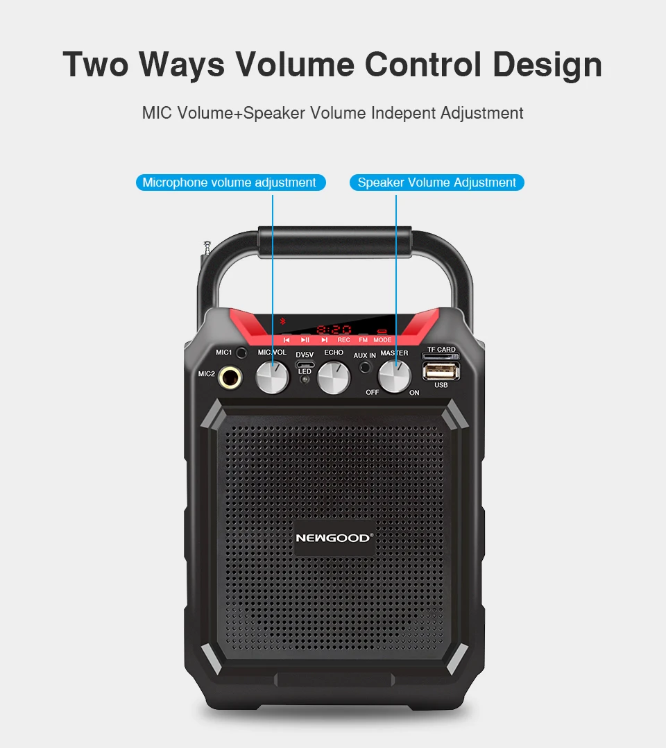 Portable Bluetooth Speaker Wireless Remote Control 3D Stereo Sound System Outdoor Music Speakers Support AUX FM TF Microphone (4)