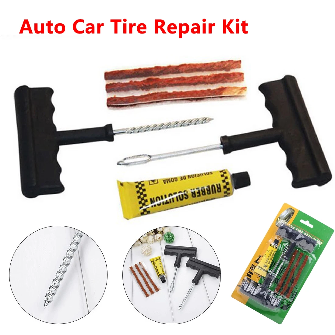 

Hand Tools 6Pcs Auto Car Tire Repair Tools Kit Bike Auto Tubeless Tire Tyre Repair Kit Puncture Plug Repair Kit Car Accessories