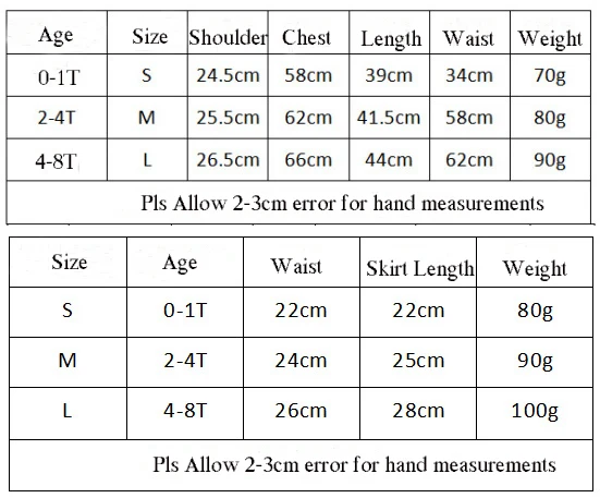 Size table