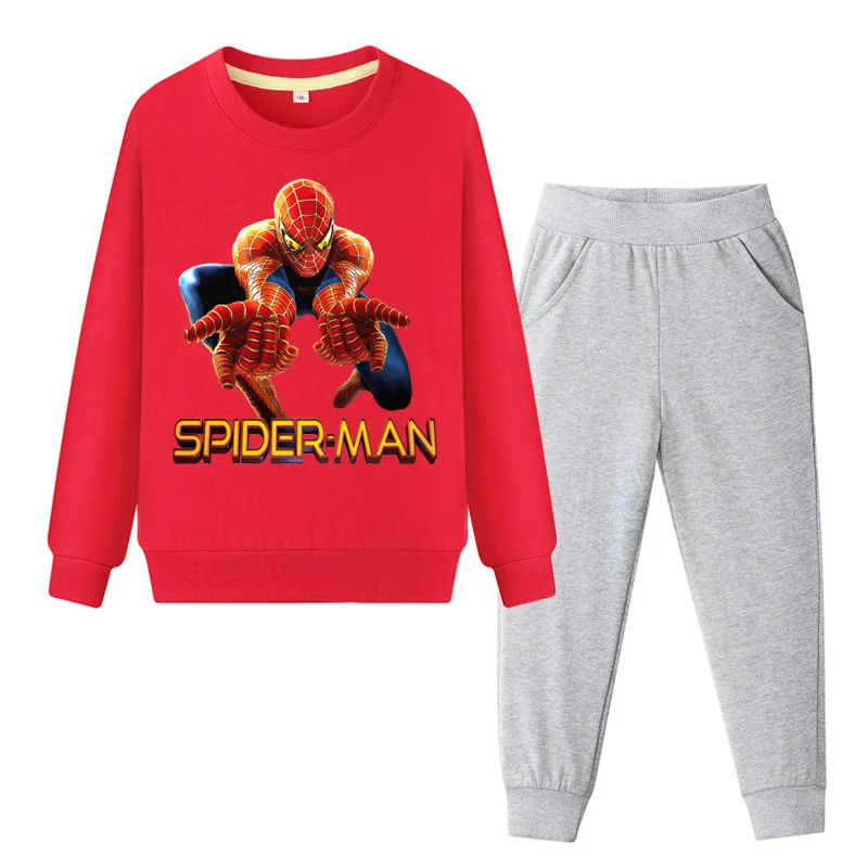 Toddler Baby 100%Cotton Clothes Boy Girl Long Sleeve Spiderman Coat+Pant 2PCS Clothing Sets Suits Child Sports Tracksuits WL127 (1)