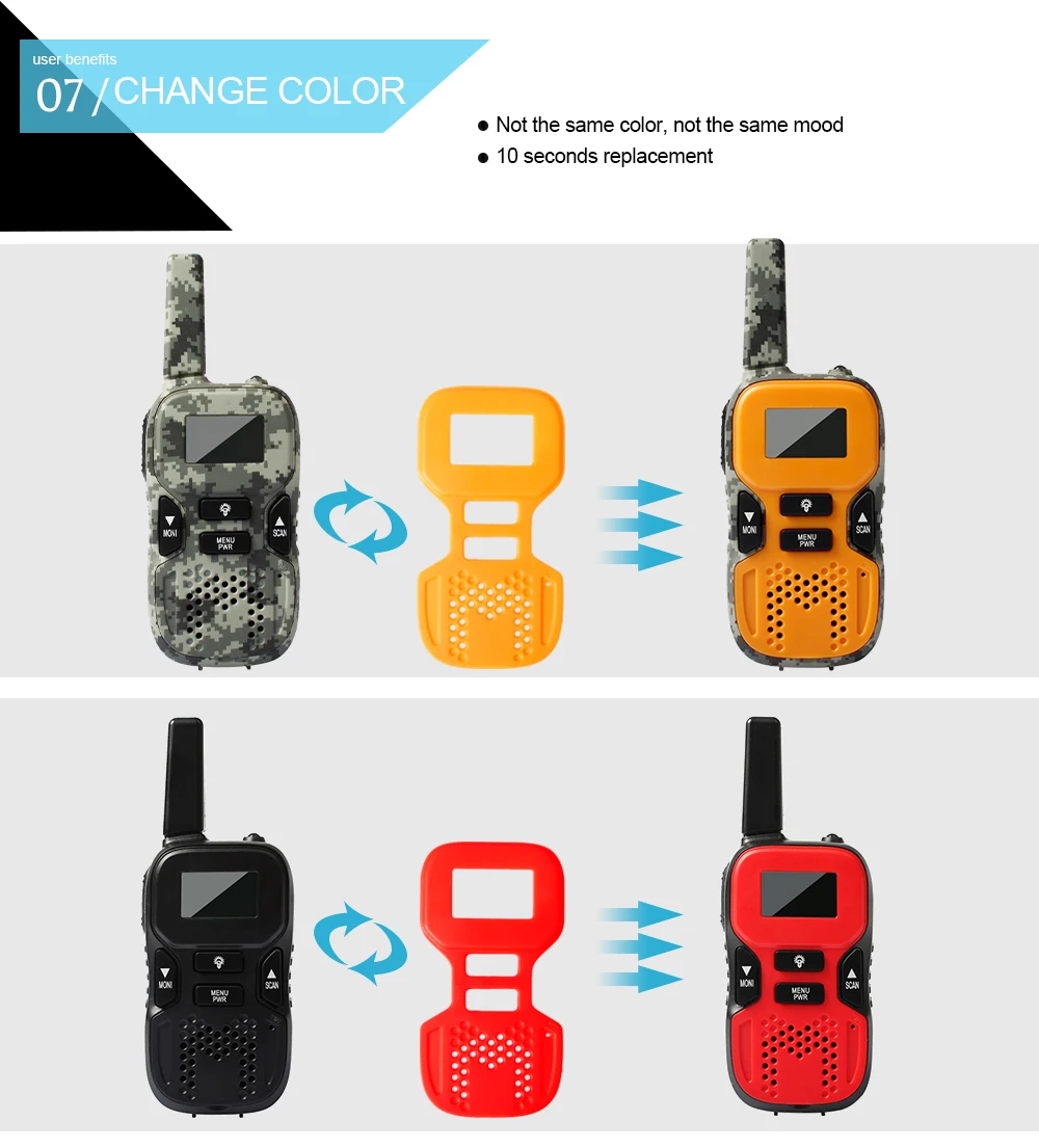 Rádio em Dois Mini Handheld Walkie Talkie Rádio Crianças 0.5w Pmr Frs Freqüência Uhf Portátil Sentidos hf Transceptor 2pcs r8 3 Brinquedos e hobbies