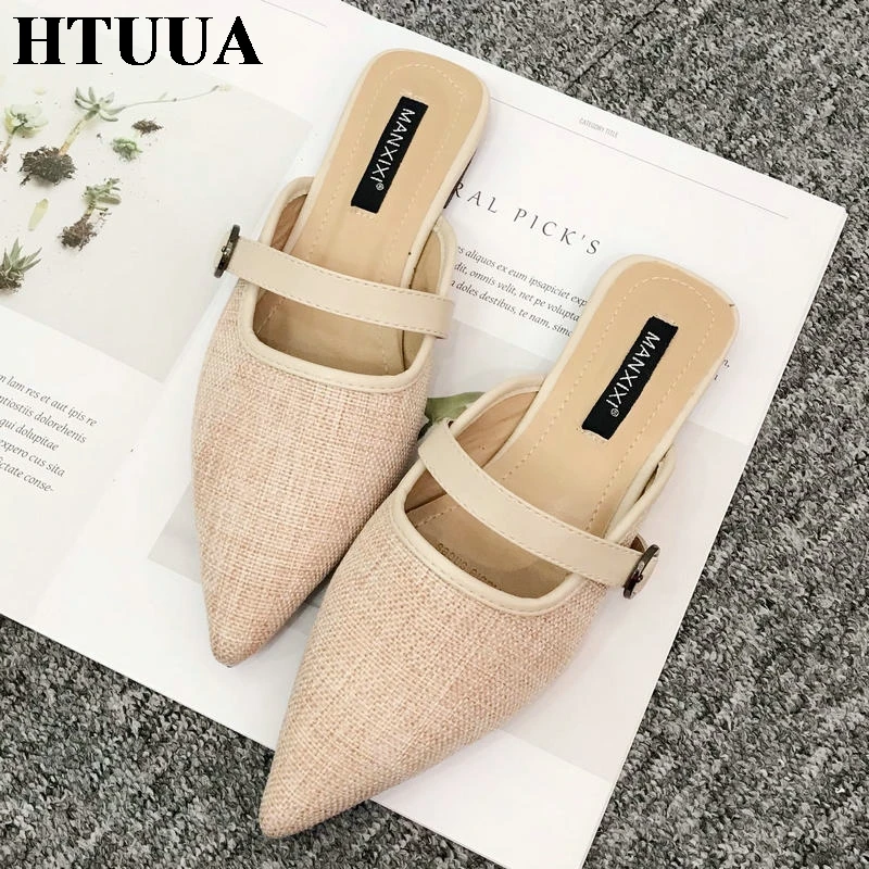 HTUUA/Новинка 2019 года сезон весна лето шлепанцы женские туфли без задника на